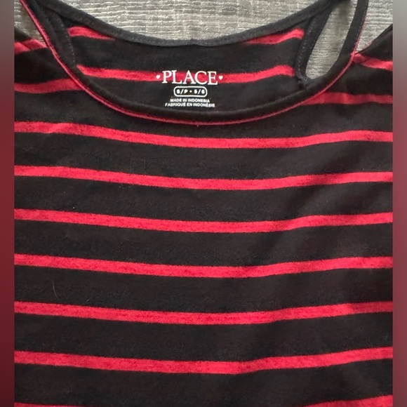 Children's Place Girls‎ black Red Stripe Long Sleeve Skater Dress Size 5-6 small - Picture 5 of 7